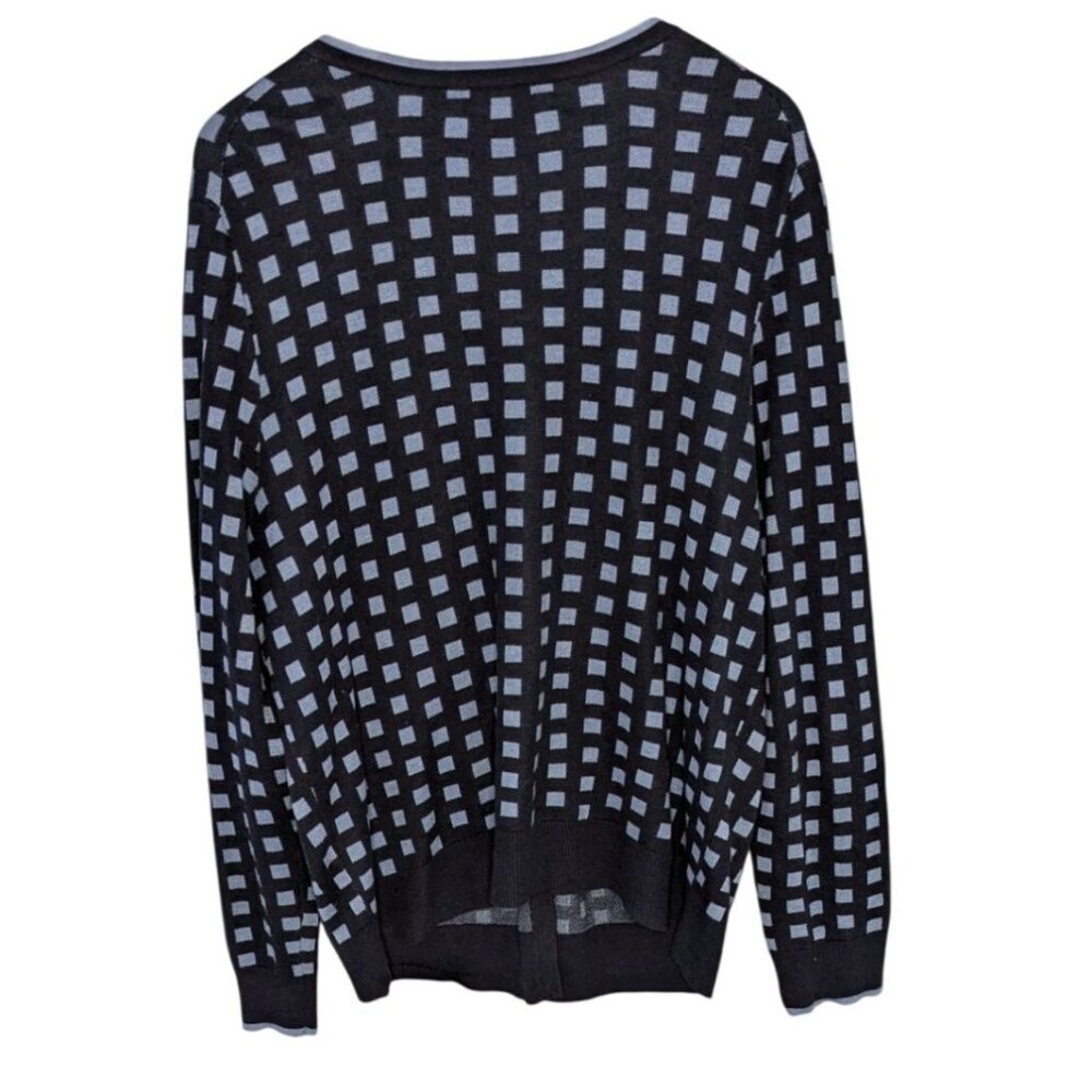 Charter Club Navy & Light Blue Checkered Button-Front Cardigan XXL Cotton Blend - Picture 2 of 13